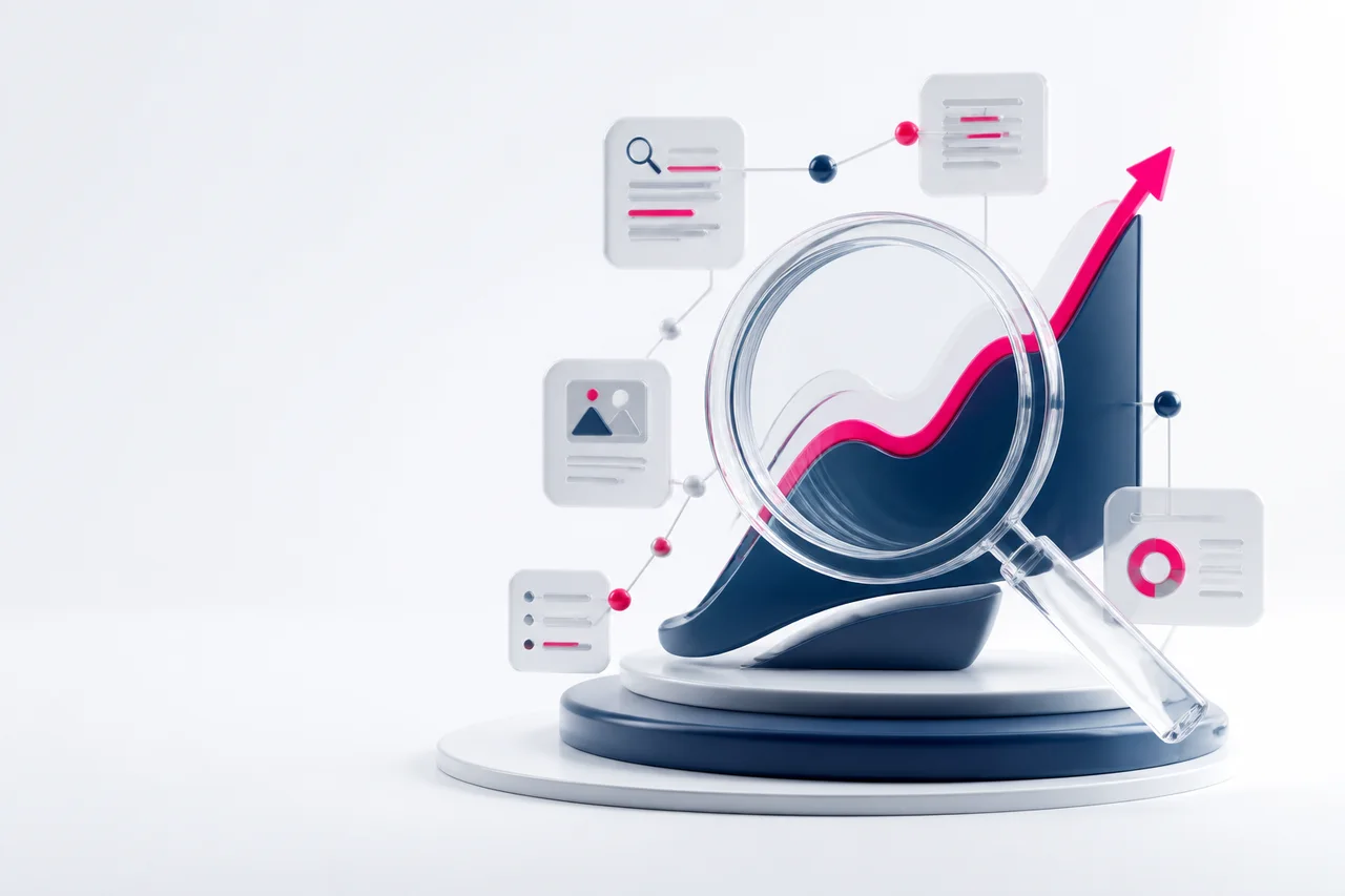 Representación visual moderna del servicio de SEO de CIBERWEB